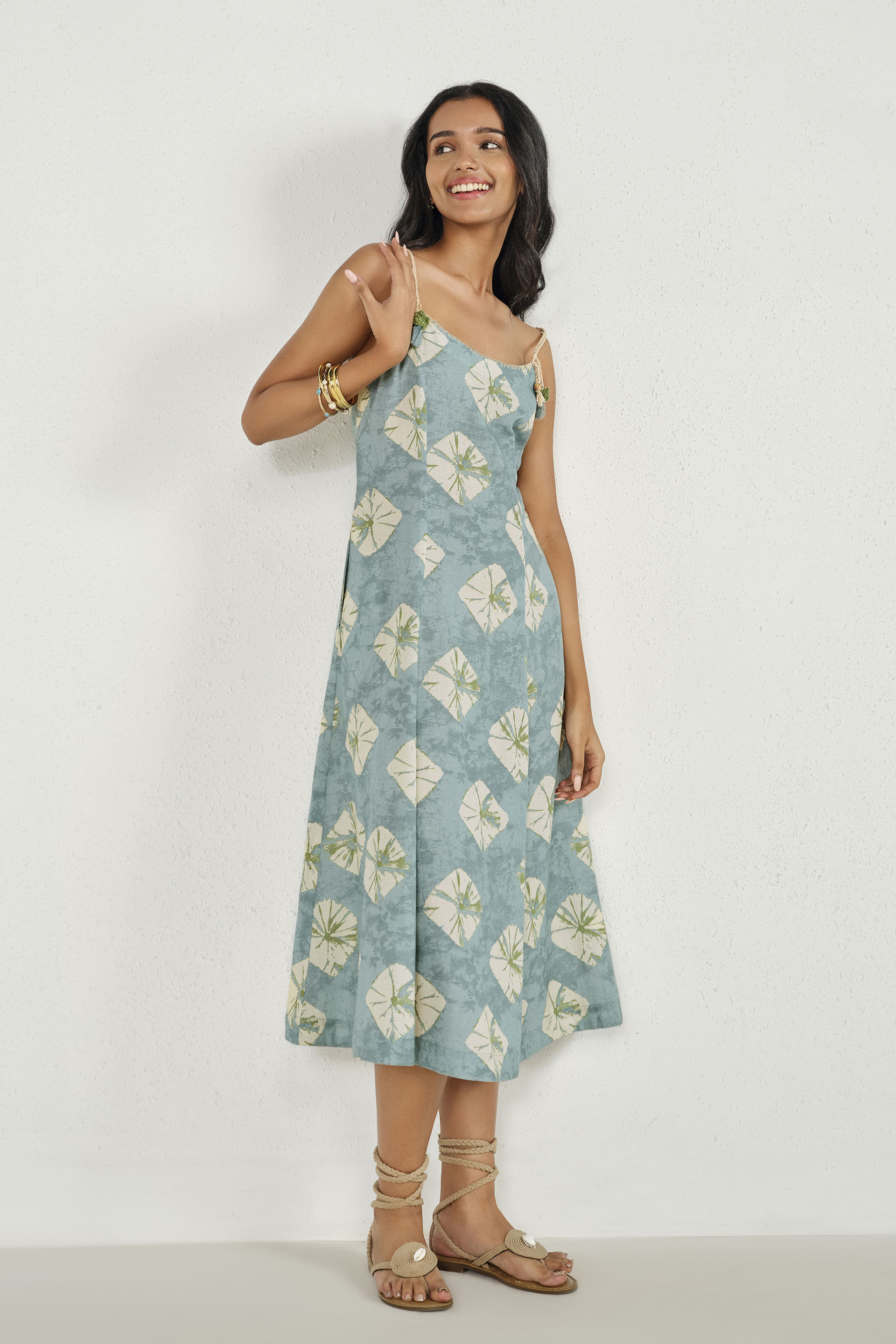 Teal Strappy Midi Dress, Teal, image 4